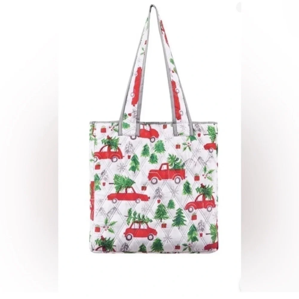 Martha Stewart King Reversible Christmas Truck Quilt w/tote+ shams NEW